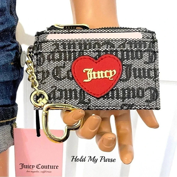 Juicy Couture Love Actually Mini Wallet Card & Coin Case Keychain Bag Charm NWT - Picture 1 of 6